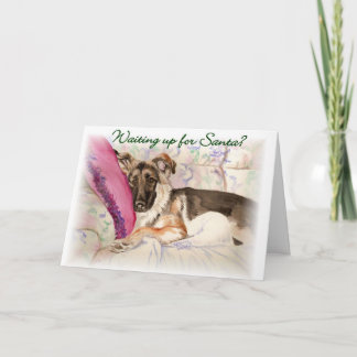 ドイツの羊飼い「サンタを待っている」 シーズンカード