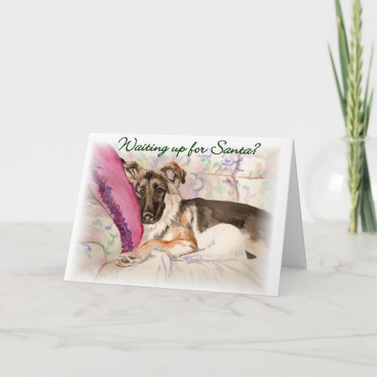 ドイツの羊飼い「サンタを待っている」 シーズンカード (正面)