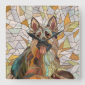 ドイツの羊飼い – モザイクアート スクエア壁時計 (正面)