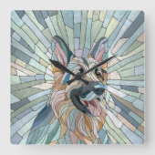 ドイツの羊飼い – モザイクアート スクエア壁時計 (正面)