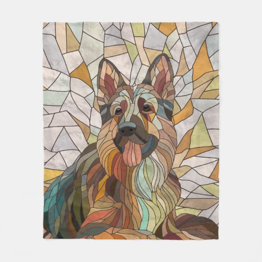 ドイツの羊飼い – モザイクアート フリースブランケット (正面)