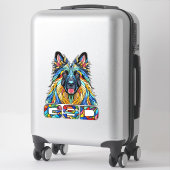 ドイツの羊飼い – モザイクカラフルアート シール (スーツケース)