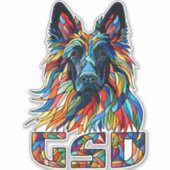 ドイツの羊飼い – モザイクカラフルアート シール (正面)