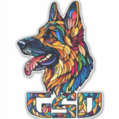 ドイツの羊飼い – モザイクカラフルアート シール (正面)