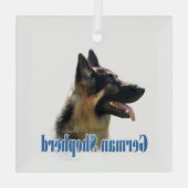 ドイツの羊飼い（黒/タン）名 ガラスオーナメント (裏面)