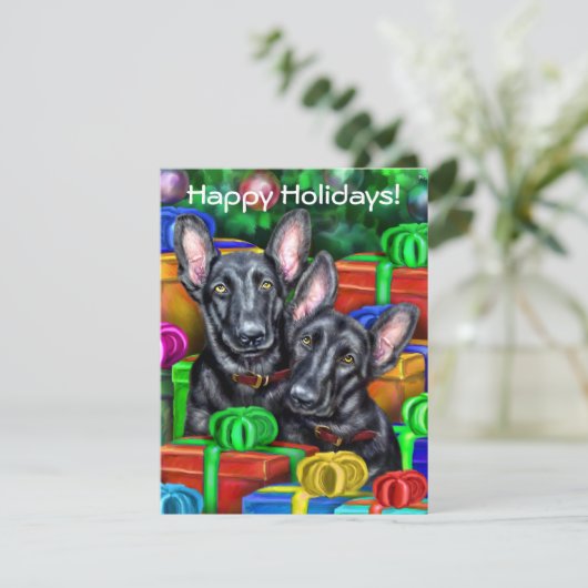 ドイツの羊飼いBLKオープンギフトクリスマス 招待状 (スタンド正面)