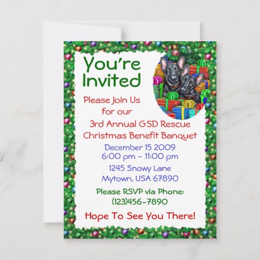 ドイツの羊飼いBLKオープンギフトクリスマス 招待状 (裏面)