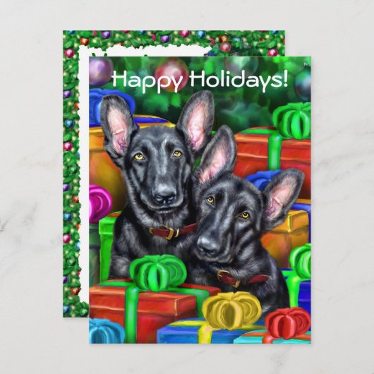 ドイツの羊飼いBLKオープンギフトクリスマス 招待状 (正面/裏面)