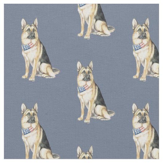 ドイツの羊飼いSitDogアート生地 ファブリック (クローズアップ)