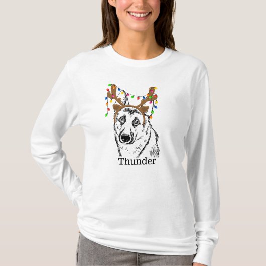 ドイツの羊飼カスタムいのクリスマス、犬の母、犬のパパ Tシャツ (正面)