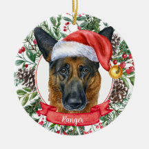 ドイツの羊飼カスタムい犬のクリスマスオーナメント