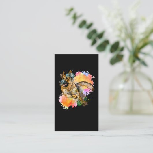 ドイツの羊飼カラフルい犬好き 名刺 (スタンド正面)