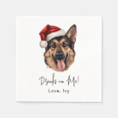 ドイツの羊飼パーソナライズされたいの犬が飲む スタンダードカクテルナプキン (正面)