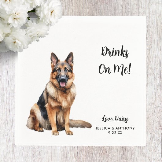 ドイツの羊飼結婚い犬 スタンダードカクテルナプキン