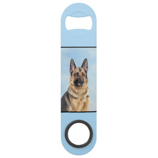 ドイツの羊飼絵画いのかわいいオリジナルの犬芸術 スピード栓抜き (裏面)