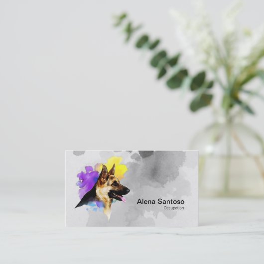 ドイツの羊飼絵画い犬 名刺 (スタンド正面)