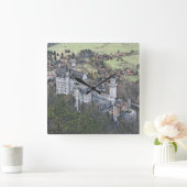 ドイツの美しいノイシュワンシュタイン城 スクエア壁時計 (ホーム)