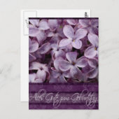 ドイツの薄紫花のハッピーバースデー ポストカード (正面/裏面)