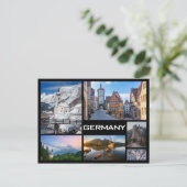 ドイツの複数画像コラージブラック文字 ポストカード (スタンド正面)