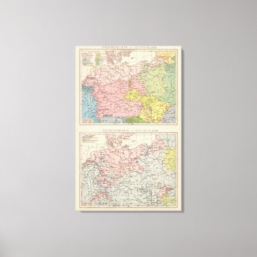 ドイツの言語・宗教地図 キャンバスプリント (正面)