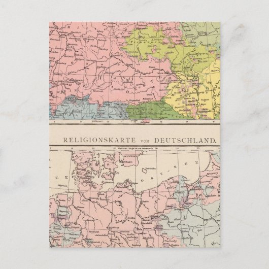 ドイツの言語・宗教地図 ポストカード (正面)