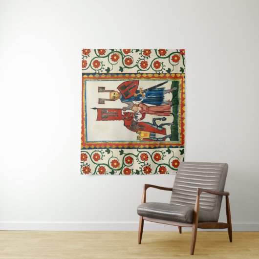 ドイツの詩人はチュートニック・ナイト中世のミニチュアとして タペストリー (インサイチュ)