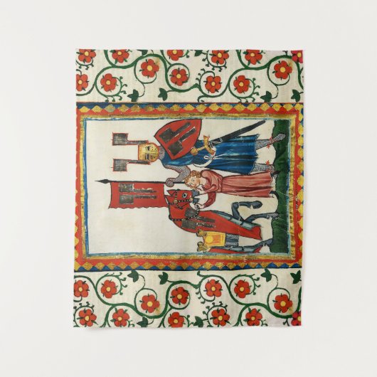 ドイツの詩人はチュートニック・ナイト中世のミニチュアとして タペストリー (正面)