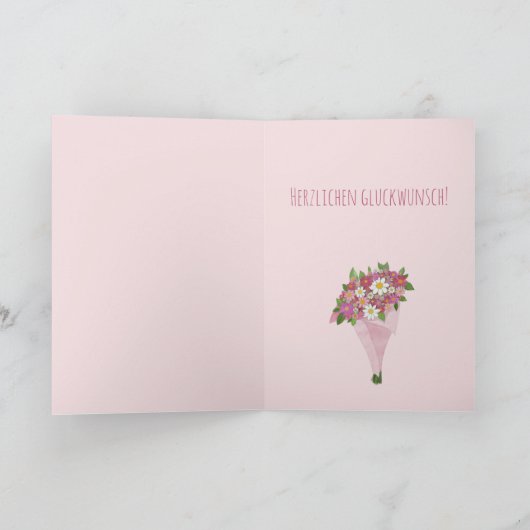 ドイツの誕生日ピンクの花束 カード (内部)