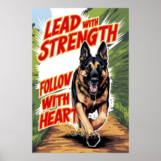 ドイツの走羊飼いの強さとハート ポスター (正面)