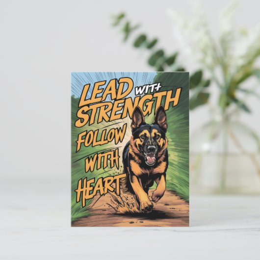 ドイツの走羊飼いの強さとハート ポストカード (スタンド正面)