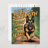 ドイツの走羊飼いの強さとハート ポストカード (正面/裏面)