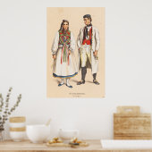 ドイツの農民のコスチューム- Wurtemberg Betzinger ポスター (キッチン)