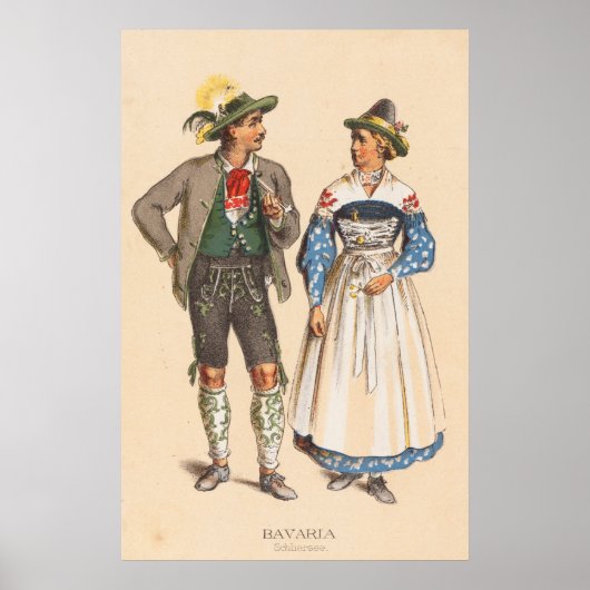 ドイツの農民コスチューム- Bavaria Schliersee ポスター (正面)