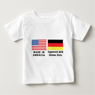 ドイツの部品が付いているアメリカで作られる ベビーTシャツ