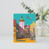 ドイツの都市、ヴィンテージ航空ポスター ポストカード (スタンド正面)