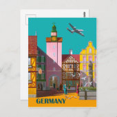 ドイツの都市、ヴィンテージ航空ポスター ポストカード (正面/裏面)