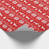 ドイツの金髪のポインターシルエットのクリスマス ラッピングペーパー (角)