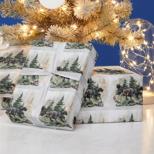 ドイツの金髪のポインタ、芸術 ラッピングペーパー (クリスマス)