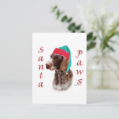 ドイツの金髪のポインタSanta Paws シーズンポストカード (スタンド正面)
