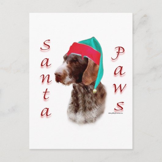 ドイツの金髪のポインタSanta Paws シーズンポストカード (正面)
