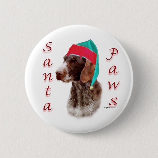 ドイツの金髪のポインタSanta Paws 缶バッジ (正面)