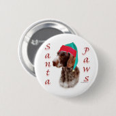 ドイツの金髪のポインタSanta Paws 缶バッジ (正面&裏面)