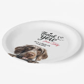 ドイツの金髪の指針犬のウェディングレセプション ペーパープレート (アングル)