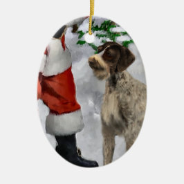 ドイツの金髪ポインタのクリスマスオーナメント セラミックオーナメント