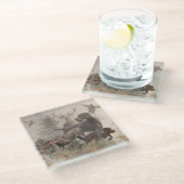 ドイツの金髪ポインタのタペストリー屋外ピロー ガラスコースター (アングル)