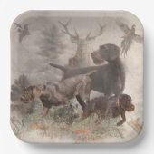 ドイツの金髪ポインタのタペストリー屋外ピロー ペーパープレート (正面)