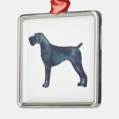 ドイツの金髪ポインターの水色シルエット メタルオーナメント (左)