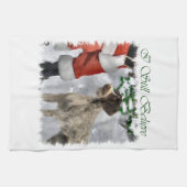 ドイツの金髪ポインタークリスマス キッチンタオル (横)