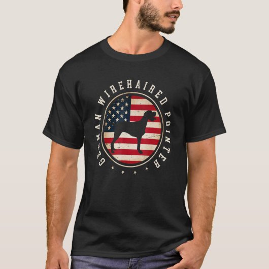 ドイツの金髪ポインタ米国国旗7月4日ドッグモ Tシャツ (正面)