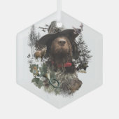 ドイツの金髪ポインタ、ボア狩り ガラスオーナメント (正面)
